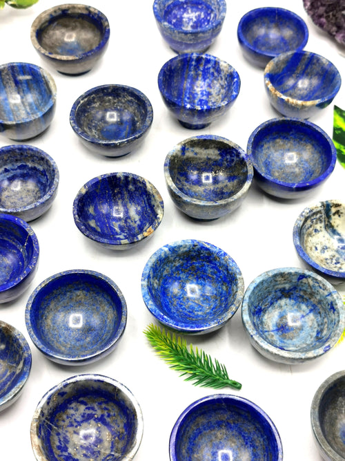 Beautiful lapiz lazuli hand carved round bowls - 2 inches diameter and 90 gms (0.20 lb) - ONE BOWL ONLY