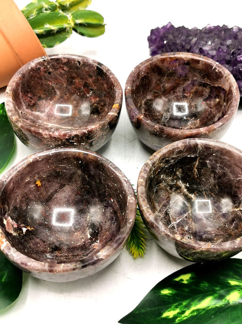Beautiful Amethyst hand carved round bowls - 3 inches diameter and 160 gms (0.35 lb) - ONE BOWL ONLY