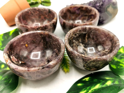 Beautiful Amethyst hand carved round bowls - 3 inches diameter and 160 gms (0.35 lb) - ONE BOWL ONLY