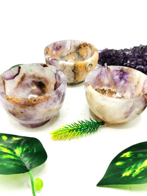 Beautiful Amethyst hand carved round bowls - 3 inches diameter and 200 gms (0.44 lb) - ONE BOWL ONLY