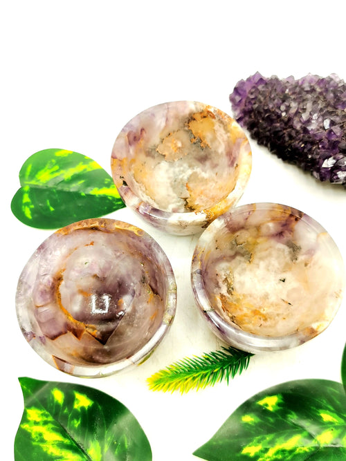 Beautiful Amethyst hand carved round bowls - 3 inches diameter and 200 gms (0.44 lb) - ONE BOWL ONLY