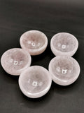 Beautiful Rose Quartz hand carved round bowls - 3 inches diameter and 190 gms (0.42 lb) - ONE BOWL ONLY
