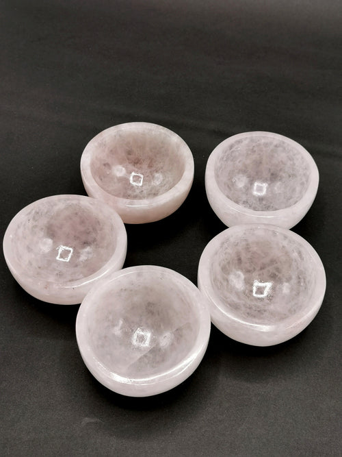 Beautiful Rose Quartz hand carved round bowls - 3 inches diameter and 190 gms (0.42 lb) - ONE BOWL ONLY