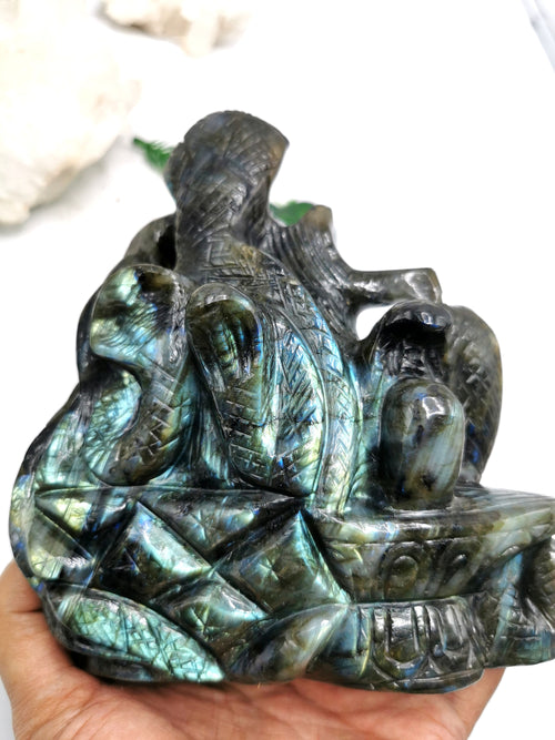Shiva Handmade in Labradorite Carving - Lord Shivshankar in crystals and gemstones | Reiki/Chakra/Healing/Energy - 6 inches and 1.4 kg