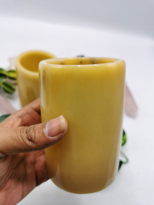 Beautiful gemstone goblets in yellow jade stone - ONLY 1 PIECE