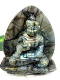 Labradorite Buddha - handmade carving of serene and meditating Lord Buddha - crystal/reiki/healing - 5.5 inches and 1 kg (2.2lb)