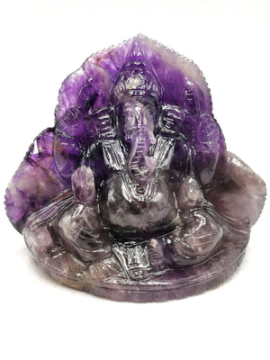 Amethyst Handmade Carving of Ganesh - Lord Ganesha Idol in Crystals and Gemstones - Reiki/Chakra/Healing - 4 inches and 0.72kg (1.58 lb)