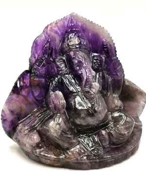 Amethyst Handmade Carving of Ganesh - Lord Ganesha Idol in Crystals and Gemstones - Reiki/Chakra/Healing - 4 inches and 0.72kg (1.58 lb)