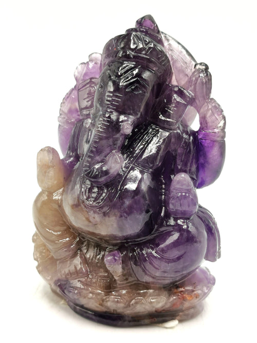 Amethyst Handmade Carving of Ganesh - Lord Ganesha Idol in Crystals and Gemstones - Reiki/Chakra/Healing - 4.5 inches and 0.54kg (1.19 lb)