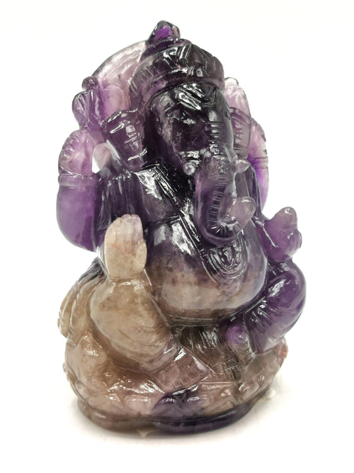 Amethyst Handmade Carving of Ganesh - Lord Ganesha Idol in Crystals and Gemstones - Reiki/Chakra/Healing - 4.5 inches and 0.54kg (1.19 lb)