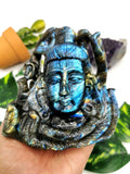 Shiva Handmade in Labradorite Carving - Lord Shivshankar in crystals and gemstones | Reiki/Chakra/Healing/Energy - 5 inch and 1 kg (2.2 lb)