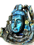 Shiva Handmade in Labradorite Carving - Lord Shivshankar in crystals and gemstones | Reiki/Chakra/Healing/Energy - 5 inch and 1 kg (2.2 lb)