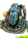 Shiva Handmade in Labradorite Carving - Lord Shivshankar in crystals and gemstones | Reiki/Chakra/Healing/Energy - 5 inch and 1 kg (2.2 lb)