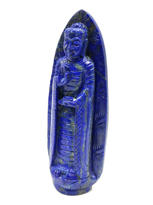 Lapis Lazuli Buddha - handmade carving of serene and standing Lord Buddha - crystal/reiki/healing - 6.5 inches and 390 gms (0.86 lb)