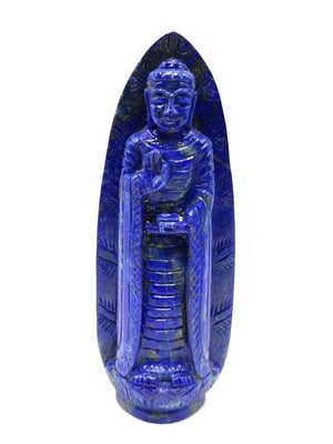 Lapis Lazuli Buddha - handmade carving of serene and standing Lord Buddha - crystal/reiki/healing - 6.5 inches and 390 gms (0.86 lb)
