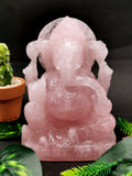 Majestic Rose Quartz Handmade Carving of Ganesh -Lord Ganesha Idol| Sculpture in Crystals -Reiki/Chakra/Healing - 6 inch & 1.77 kg (3.89 lb)