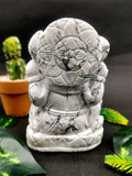 Howlite Handmade Carving of Ganesh - Lord Ganesha Idol | Sculpture | Murti in Crystals -Reiki/Chakra/Healing -5 inches and 710 gms (1.56 lb)
