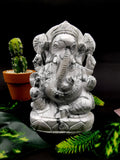 Howlite Handmade Carving of Ganesh - Lord Ganesha Idol | Sculpture | Murti in Crystals -Reiki/Chakra/Healing -5 inches and 710 gms (1.56 lb)