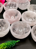 Set of 7 beautiful Rose Quartz hand carved round bowls - 2 inches diameter and total weight 400 gms (0.9 lb) - SEVEN BOWLS