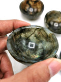 Beautiful Labradorite hand carved round bowl - 2 inches diameter - Crystal Healing - ONLY 1 BOWL