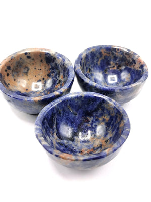 Beautiful Sodalite hand carved round bowl - 2 inches diameter - Crystal Healing - ONE BOWL ONLY