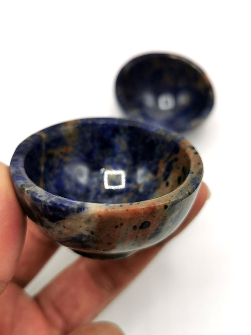 Beautiful Sodalite hand carved round bowl - 2 inches diameter - Crystal Healing - ONE BOWL ONLY