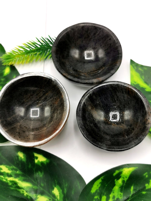 Set of 3 beautiful Blue Aventurine hand carved round bowls - 2 inches diameter and total weight 120 gms (0.26 lb) - THREE BOWLS