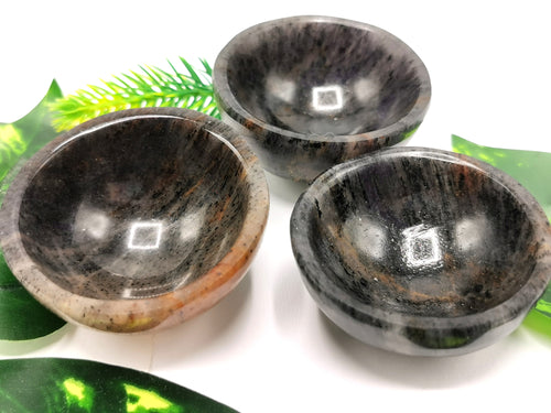 Set of 3 beautiful Blue Aventurine hand carved round bowls - 2 inches diameter and total weight 120 gms (0.26 lb) - THREE BOWLS