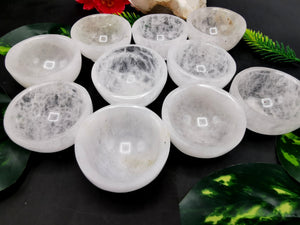 Set of 8 beautiful White Quartz hand carved round bowls - 2 inches diameter and total weight 500 gms (1.1 lb) - EIGHT BOWLS