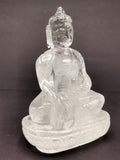 Clear Quartz/Clear Crystal Buddha - handmade carving of serene and meditating Lord Buddha - crystal/reiki/healing - 4 inches and 370 gms