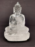 Clear Quartz/Clear Crystal Buddha - handmade carving of serene and meditating Lord Buddha - crystal/reiki/healing - 4 inches and 370 gms