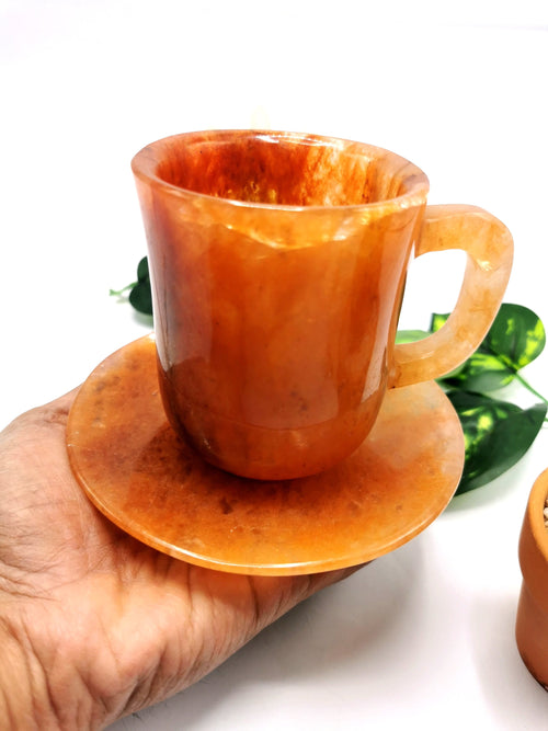 Beautiful Red Quartz Tea Cup & Saucer - ONLY 1 Cup and 1 Saucer