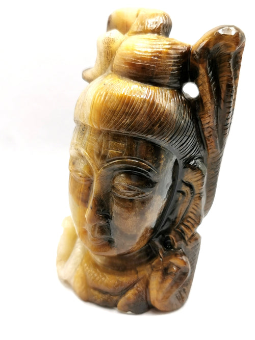 Shiva Handmade in Tiger Eye Carving - Lord Shivshankar in crystals and gemstones | Reiki/Chakra/Healing/Energy - 4.5 inches and 590 gms