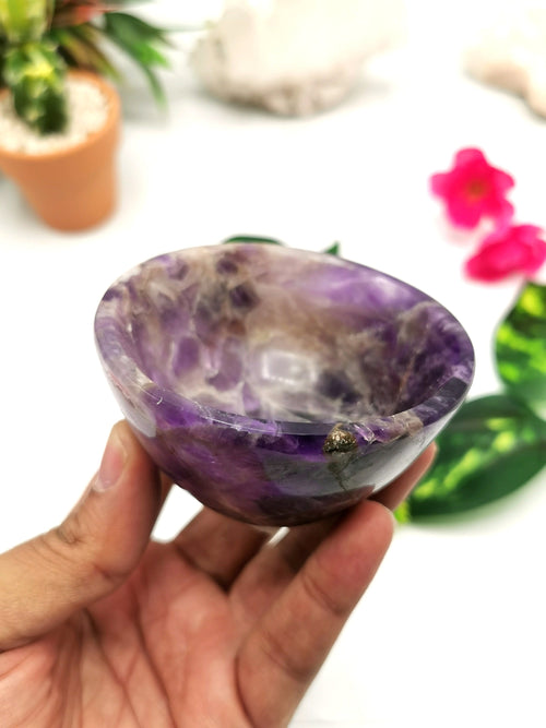 Beautiful Amethyst hand carved round bowls - 3 inches diameter and weight 172 gms (0.38 lb) - ONE BOWL ONLY