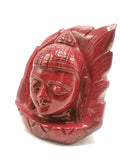Red Jasper Buddha Face/Head on leaf- handmade carving of serene face of Lord Buddha - crystal/reiki/healing - 5 inches and 1.19 kg (2.62 lb)