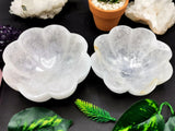 Beautiful white quartz hand carved designer bowls - 4.5 inches diameter and 320 gms (0.7 lb) - ONE BOWL ONLY