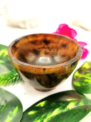 Beautiful tiger eye hand carved round bowls - 3 inches diameter and 185 gms (0.41 lb) - ONE BOWL ONLY