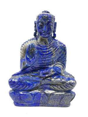 Lapis Lazuli Buddha - handmade carving of serene and meditating Lord Buddha - crystal/reiki/healing - 6 inches and 560 gms