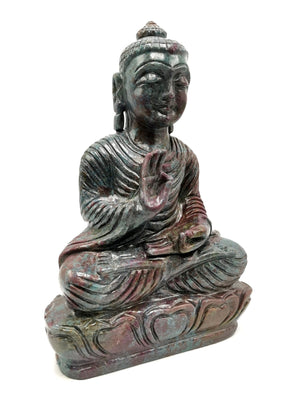 Large Ruby Kyanite Buddha - handmade carving of serene and meditating Lord Buddha - crystal/reiki/healing - 10 inches and 4.5 kg (11.25 lb)
