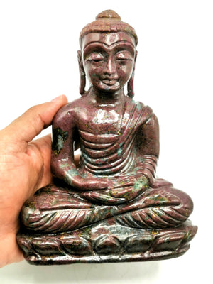 Ruby Kyanite Buddha - handmade carving of serene and meditating Lord Buddha - crystal/reiki/healing - 7 inches and 1.51 kg (3.32 lb)