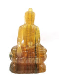 Yellow Fluorite Buddha - handmade carving of serene and meditating Lord Buddha - crystal/reiki/healing - 3.8 inches and 230 gms (0.51 lb)