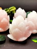 Beautiful rose quartz hand carved lotus flower carving - crystal/gemstone carvings - 3 inch and 350 gms (0.77 lb) - ONE PIECE ONLY