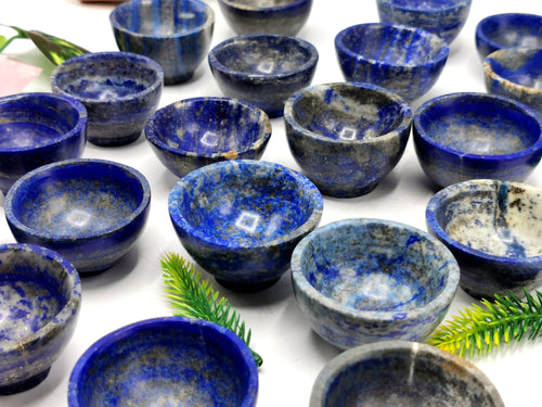 Beautiful lapiz lazuli hand carved round bowls - 2 inches diameter and 90 gms (0.20 lb) - ONE BOWL ONLY