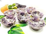 Beautiful Chevron Amethyst hand carved round bowls - 3 inches diameter and 160 gms (0.35 lb) - ONE BOWL ONLY