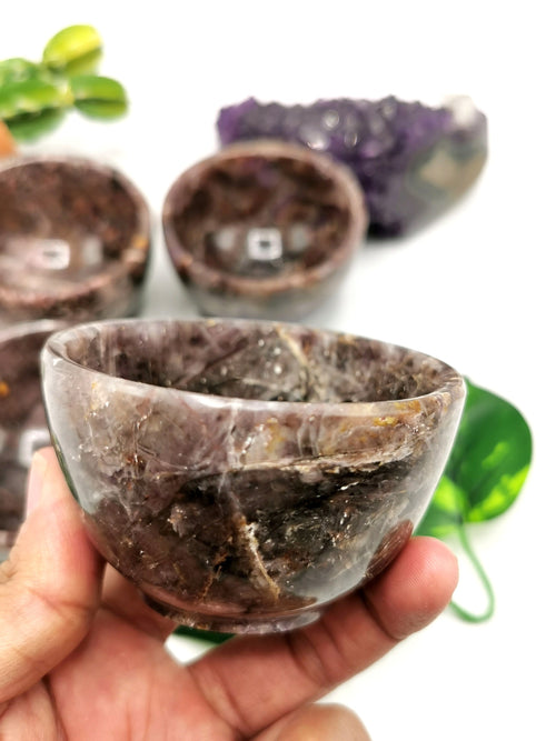 Beautiful Amethyst hand carved round bowls - 3 inches diameter and 160 gms (0.35 lb) - ONE BOWL ONLY