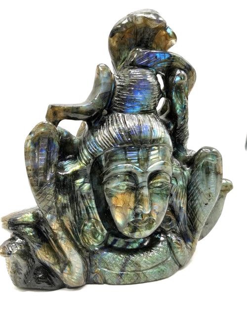 Shiva Handmade in Labradorite Carving - Lord Shivshankar in crystals and gemstones | Reiki/Chakra/Healing/Energy - 6 inches and 1.4 kg