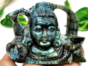 Shiva Handmade in Labradorite Carving - Lord Shivshankar in crystals and gemstones | Reiki/Chakra/Healing/Energy - 4.5 inches and 0.7 kg