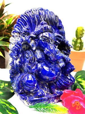 Lapis Lazuli Handmade Carving of Ganesh - Lord Ganesha Idol |Sculpture in Crystals/Gemstones - Reiki/Chakra/Healing - 6.5 inches and 2.08 kg