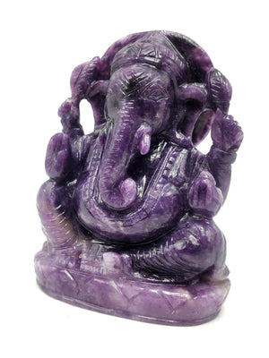 Lepidolite Handmade Carving of Ganesh - Lord Ganesha Idol in Crystals and Gemstones - Reiki/Chakra/Healing - 6 inches and 1.05 kg (2.31 lb)