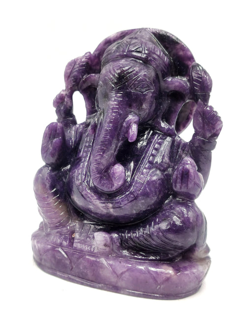 Lepidolite Handmade Carving of Ganesh - Lord Ganesha Idol in Crystals and Gemstones - Reiki/Chakra/Healing - 6 inches and 1.05 kg (2.31 lb)